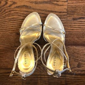 Gold strappy heel size 6.5. Leather upper.